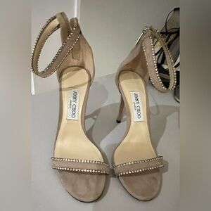 Jimmy Choo Nude Crystal Embellished Heels
